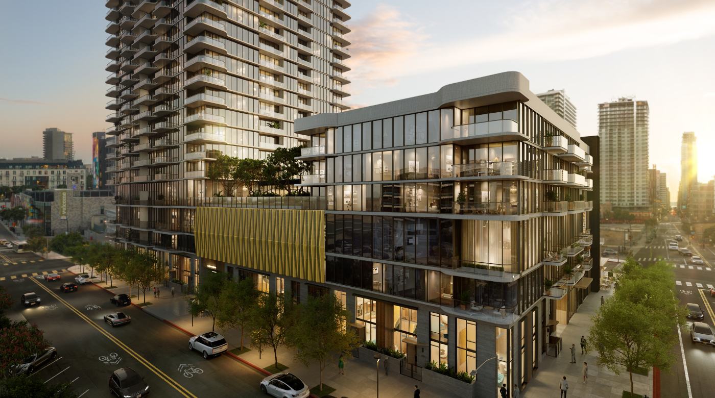 Street view rendering of future Kilroy East Village residential tower